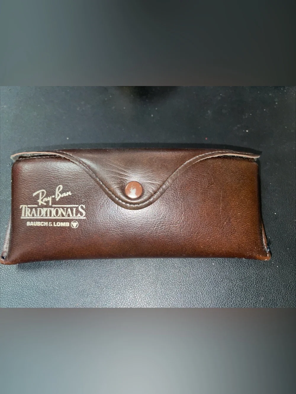 Ray-Ban Brown Leather Sunglasses Pouch with Embossed Logo
